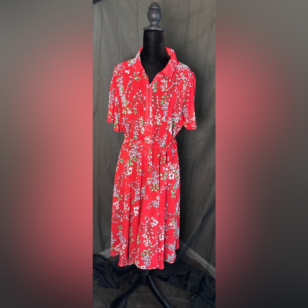 Nannette Red Floral Midi Dress